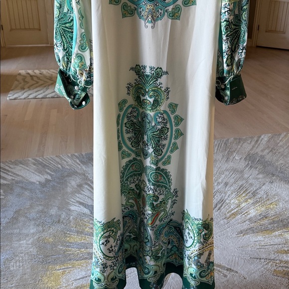 Elegant Green Paisley Maxi Dress Turkish - Picture 8 of 8
